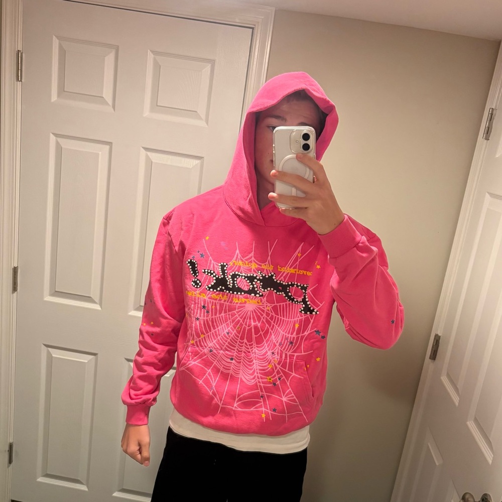 Pink Sp5der Hoodie for Men
